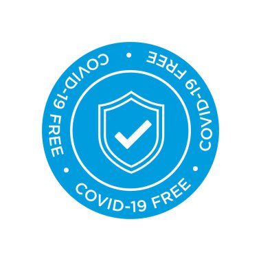Covid-19 serbest ikon. Temiz alanlar, yüzeyler veya Coronavirüs ürünleri için yuvarlak sembol.