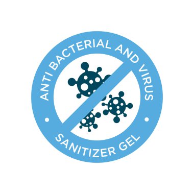 Sanitizer icon. Anti bacterial and virus solution. Round symbol for disinfectant gel labels. clipart