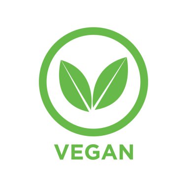 Vegan vektör simgesi. Yeşil bir sembolün etrafında