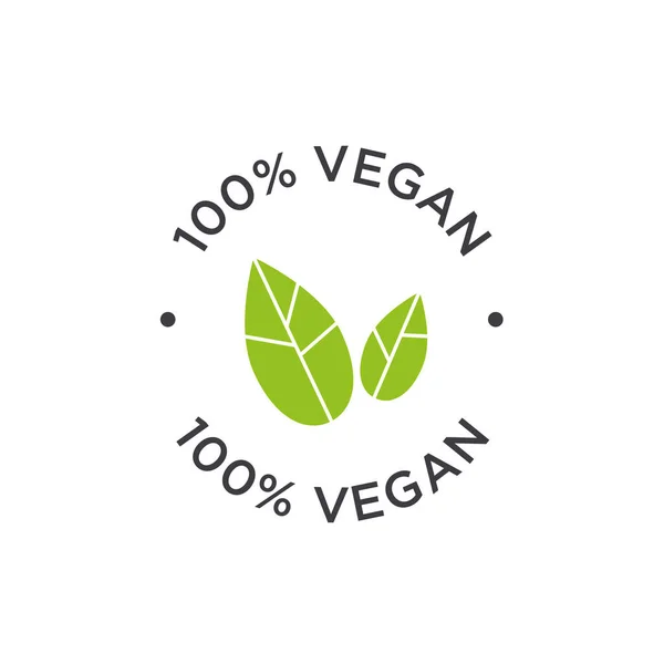 Icono Vector Vegano Redondea Símbolo Verde — Vector de stock