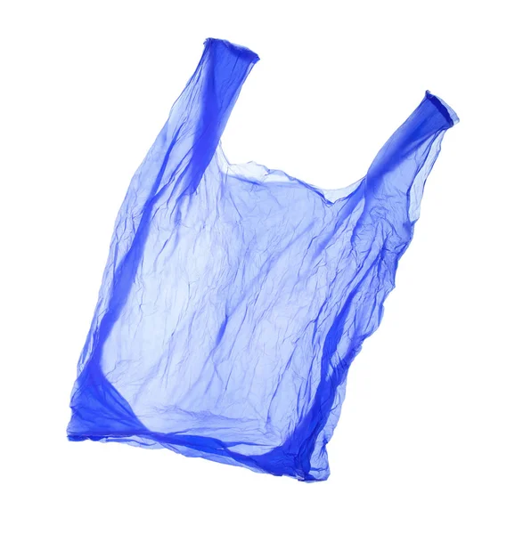 Saco de plástico azul no fundo branco. Isolados — Fotografia de Stock