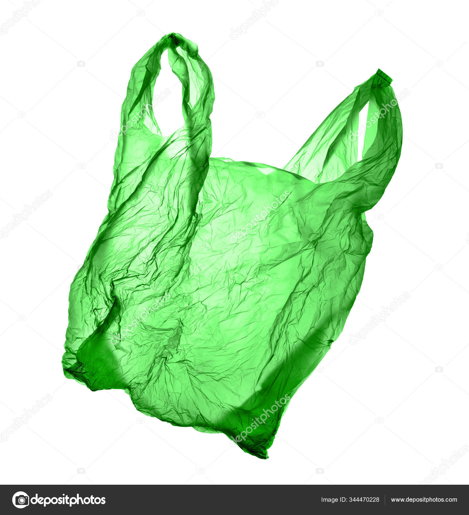 Crumpled Used Transparent Plastic Bag Isolated On White Background