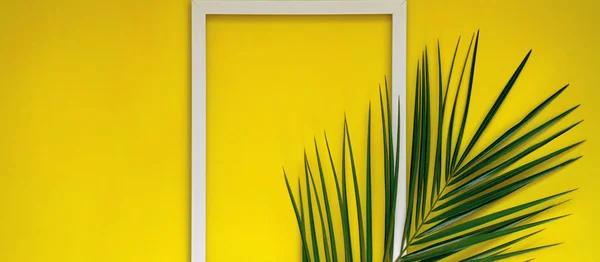 Banner para o site em um estilo tropical em amarelo . — Fotografia de Stock