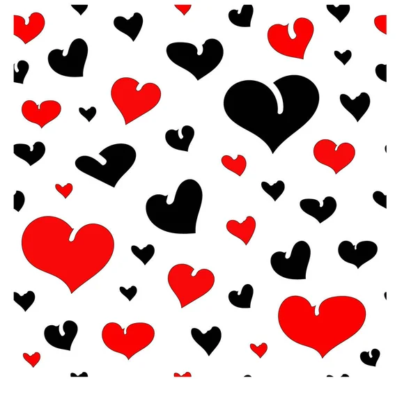 Seamless patter with black and red abstract heart. Love. Valenti — Stock Vector