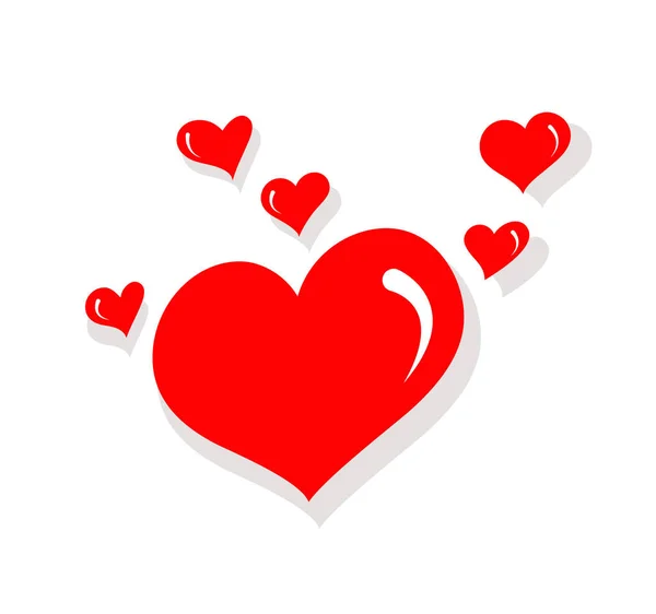 Σύνολο Επίπεδων Διανυσματικών Εικονιδίων Κόκκινων Καρδιών Διαφορετικά Μεγέθη Και Σχήματα — Διανυσματικό Αρχείο