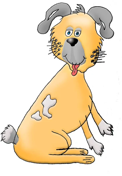 Cartoon Dog Drawn Childish Style Seen Isolated White Background — Stock Photo, Image