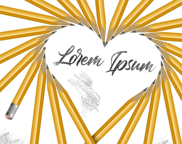 Pencils Arranged Outline Heart Illustration Love Notes Friendship Letters Romance — 스톡 사진