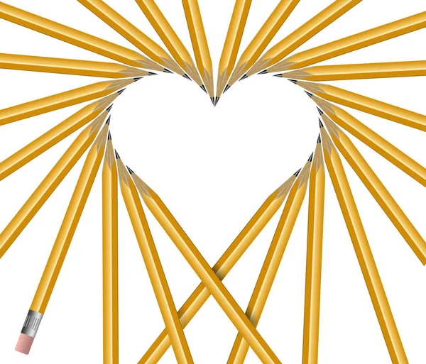Μολύβια Που Διοργανώνονται Για Κάνουν Ένα Σχήμα Καρδιάς Μια Εικόνα — Φωτογραφία Αρχείου