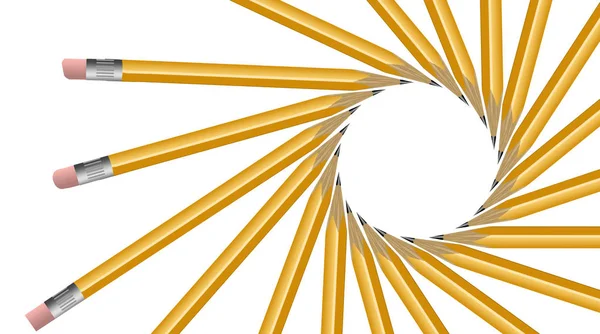 Lápis Amarelos São Dispostos Uma Espiral Isolada Fundo Branco Esta — Fotografia de Stock