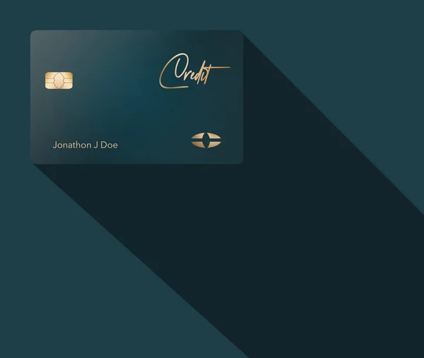 Zde Modrá Zelená Kreditní Karta Zlatým Nápisem Vzory Zobrazené Podobném — Stock fotografie