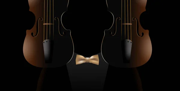 Shape Two Violins Suggests Person Who Wearing Bowtie Formal Concert — Stok fotoğraf