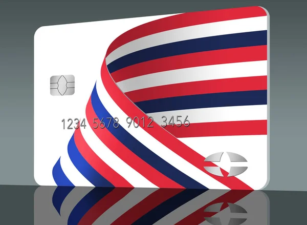 Patriotic Red White Blue Ribbon Decorates Generic Mockup Credit Card — 스톡 사진