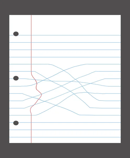 在这个例子中 在学习障碍 特别是诵读困难的问题上 学校的笔记本纸上的线条都是以各种错误的方向倾斜的 — 图库照片