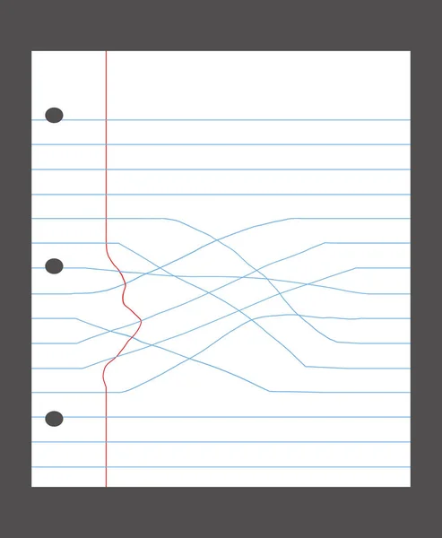 Foglio Carta Taccuino Scolastico Linee Che Angolo Tutte Direzioni Sbagliate — Foto Stock