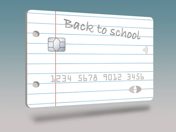 クレジットカードは学生手帳のページのように見えます学校の費用への支出を示すために — ストック写真