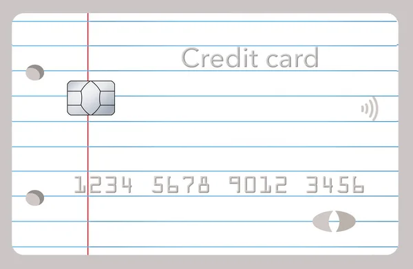 一张信用卡 看起来像学生笔记本上的一页 用来说明返校费用的支出情况 — 图库照片