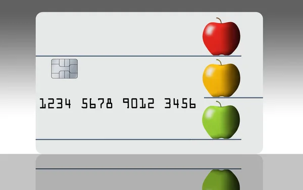 Images Apples Decorate Contemporary Credit Debit Card — Stock Photo, Image