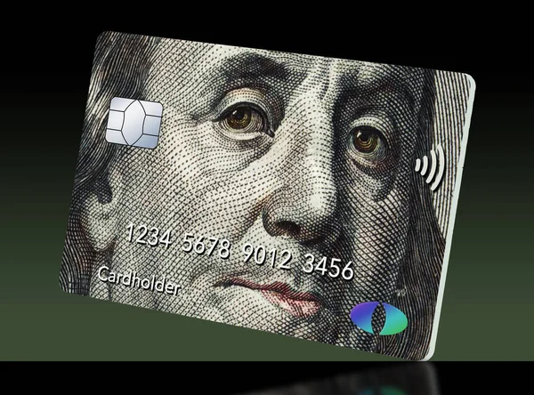 Benjamin Franklin Visto Come Immagine Una Carta Credito Debito Questa — Foto Stock