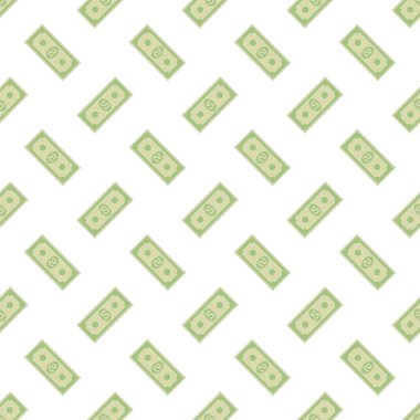 Kağıt dolar Dikişsiz desen beyaz arka plan üzerinde kümesi. Amerikan banknotlar. Nakit para. Bize para birimi