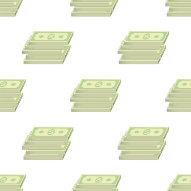 Kağıt dolar Dikişsiz desen beyaz arka plan üzerinde kümesi. Amerikan banknotlar. Nakit para. Bize para birimi