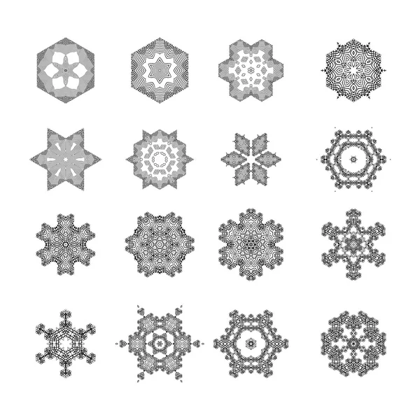 Ronde Geometrische Ornamenten Instellen Geïsoleerd Witte Achtergrond — Stockfoto
