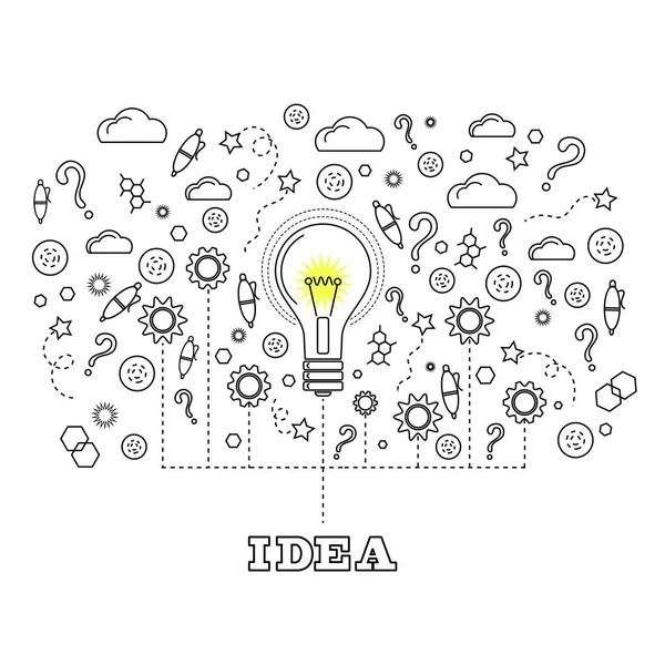 Idea concept con lampadina — Vettoriale Stock