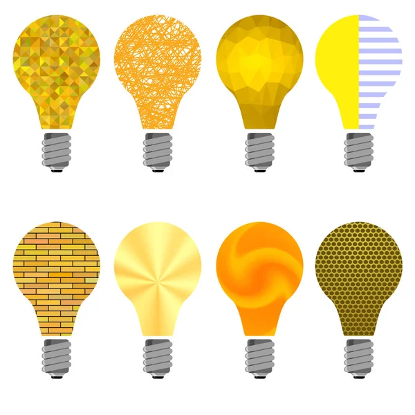 Set di diverse lampadine di vetro creativo — Vettoriale Stock