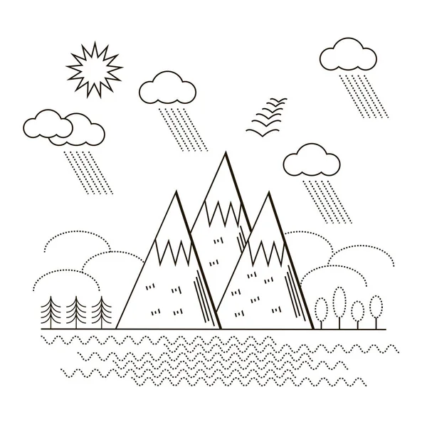 Mountain Linear Background. — Stock Vector