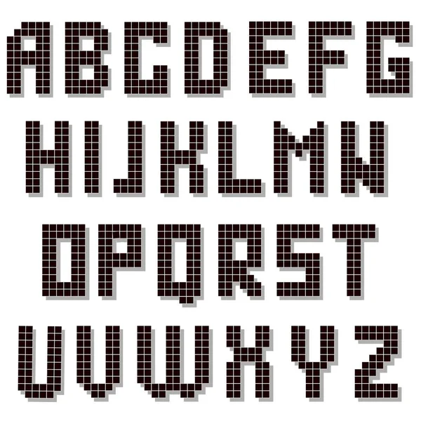 Vector Pixel alfabetet isolerade. Digitala teckensnitt — Stock vektor