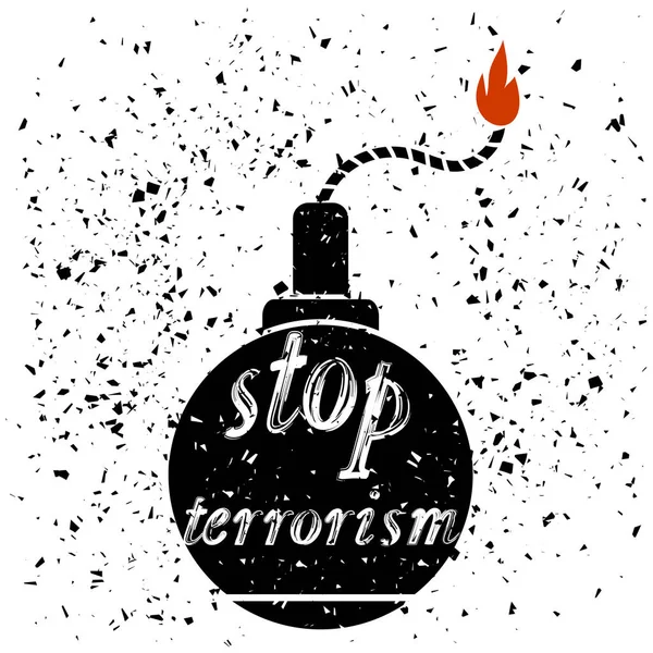 Icona bomba. Stop Bandiera Terrorismo . — Vettoriale Stock