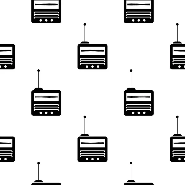 Retro viejo icono de la radio sin costura del patrón — Archivo Imágenes Vectoriales