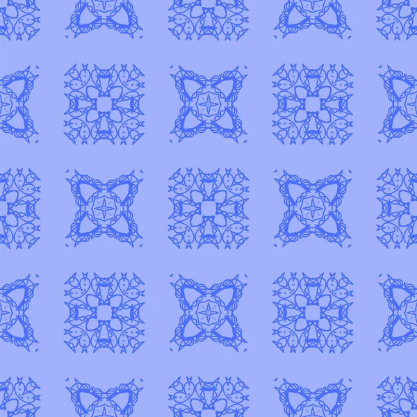 Modèle de ligne sans couture ornementale bleue — Image vectorielle