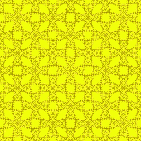 노란 장식적인 원활한 선 패턴 — 스톡 벡터