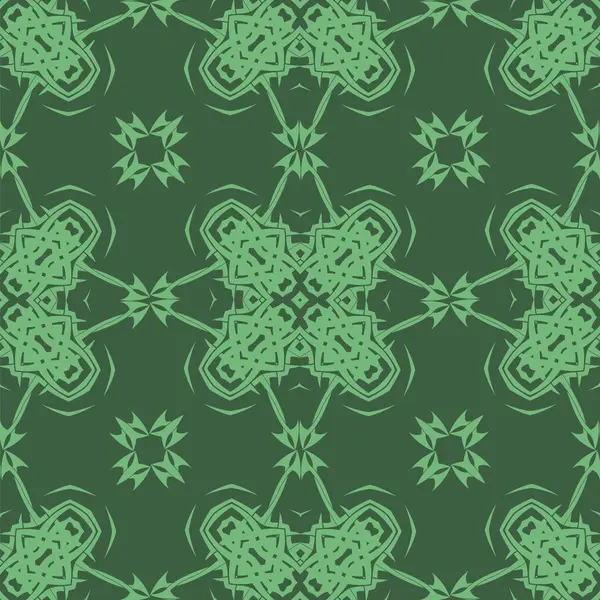 Green Ornamental Seamless Line Pattern — Stock Vector