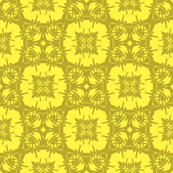 Yellow Ornamental Seamless Line Pattern