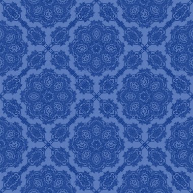 Mavi süs kesintisiz çizgi deseni