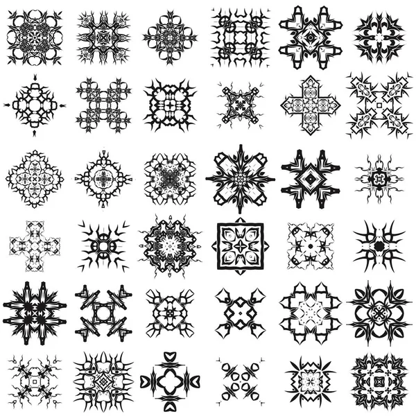 Set of Different Tribal Rosettes Tattoo Design — Stock Vector