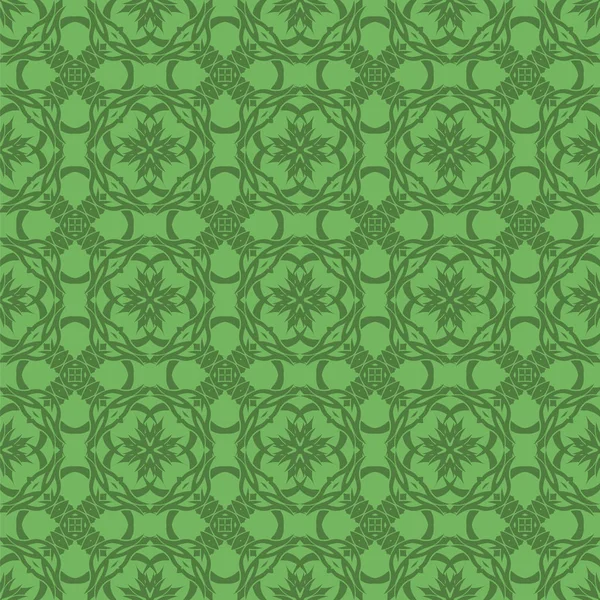 Patrón de línea sin costura ornamental verde — Vector de stock