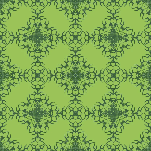 Зеленый орнаментальный бесшовный рисунок — стоковый вектор