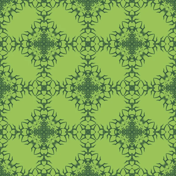 Groene decoratieve naadloze lijnpatroon — Stockvector