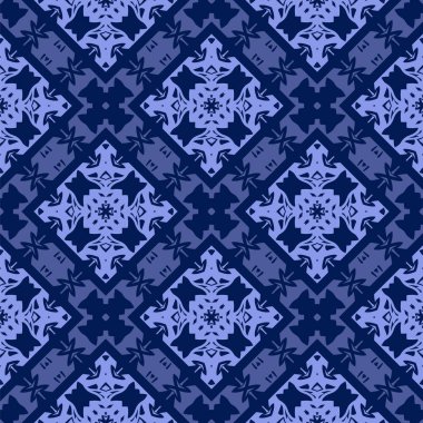 Mavi süs kesintisiz çizgi deseni