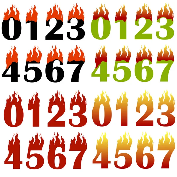 Burning Numbers Isolated — Stock Vector