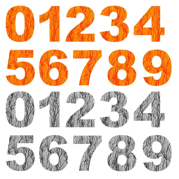 Set of Grunge Orange Grey Numbers — Stock Vector