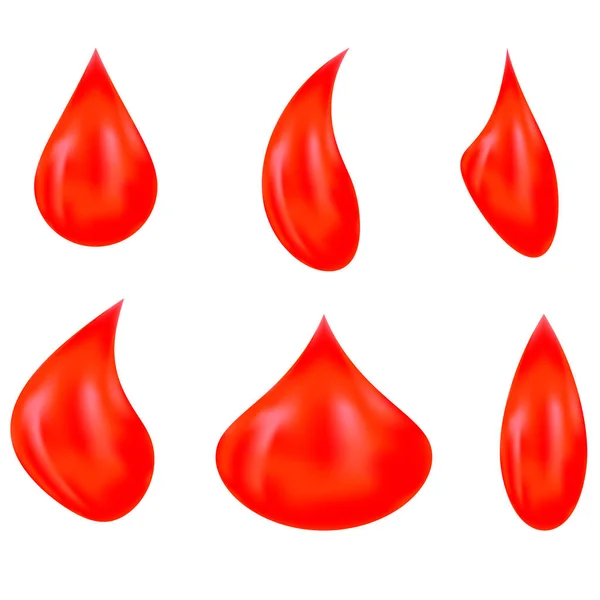Conjunto de Vectores de Gotas de Sangre Roja Aislados — Vector de stock