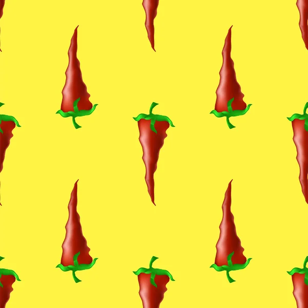 Pimientos rojos picantes patrón sin costura — Vector de stock