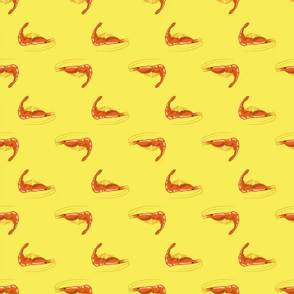 Kokta röda räkor sömlösa mönster — Stock vektor
