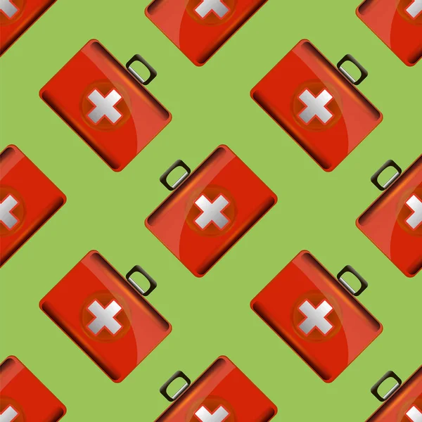 First Aid Kit Seamless Pattern — Stock Vector