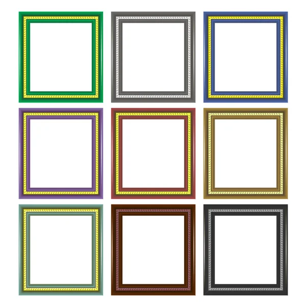 Conjunto de coloridos marcos de madera — Vector de stock