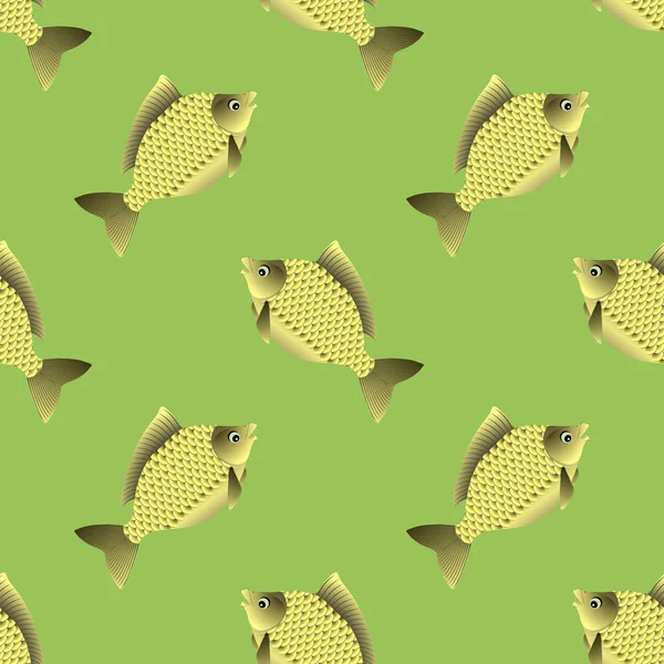 Fish Carp Seamless Pattern — Stock Vector