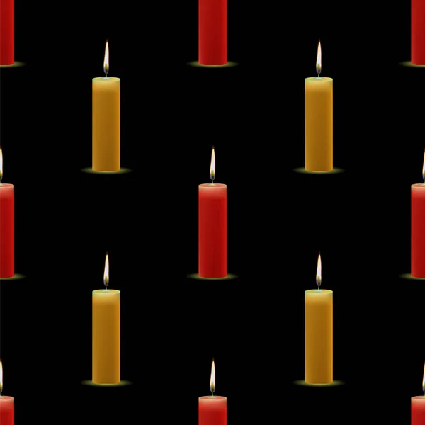 Жовтий червоний віск спалювання свічки безшовні візерунком — стоковий вектор